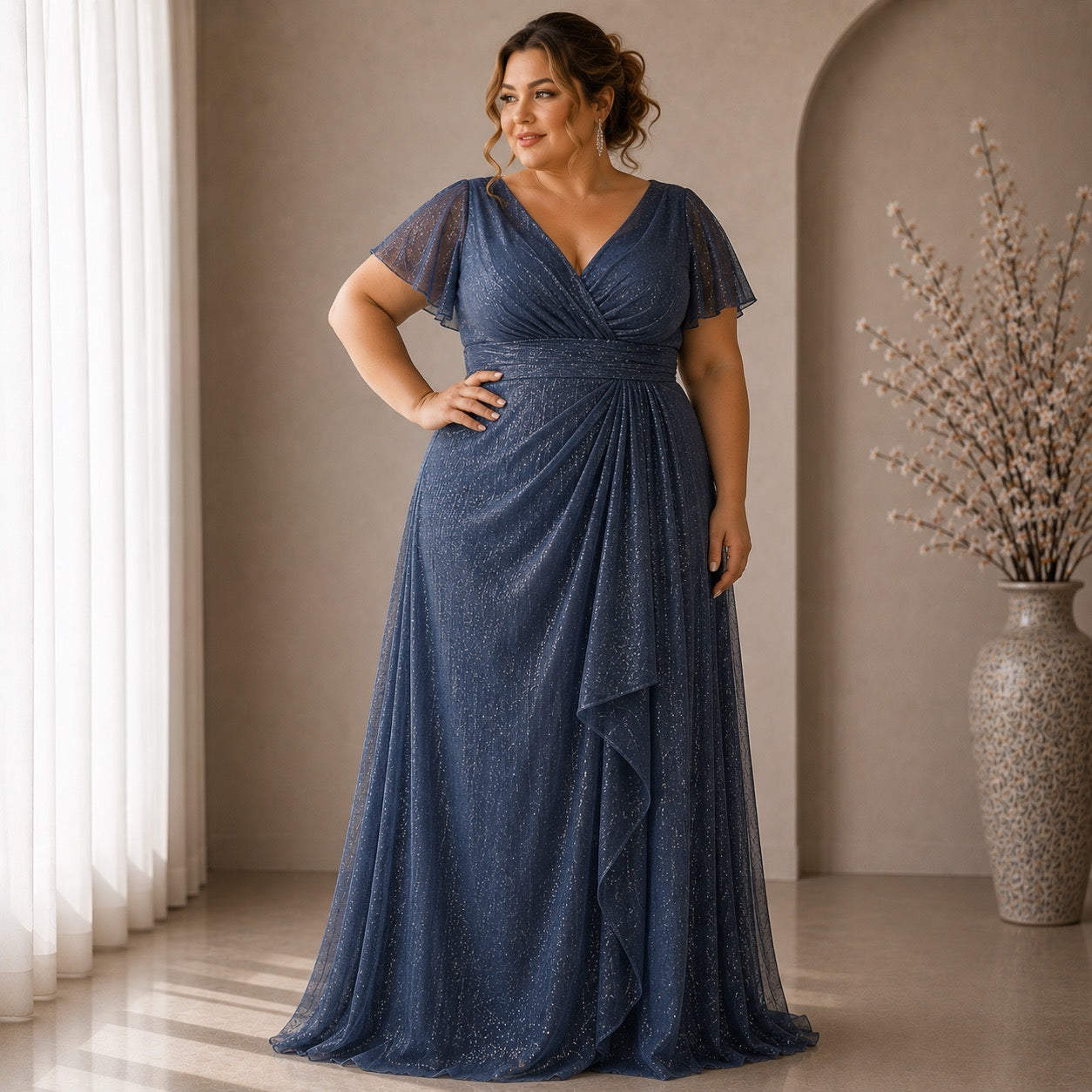 plus sized formal dresses Kiyonna Women's Size Embroidered Elegance Evening Gown Line Silhouette Talisea Green Formal Dress for