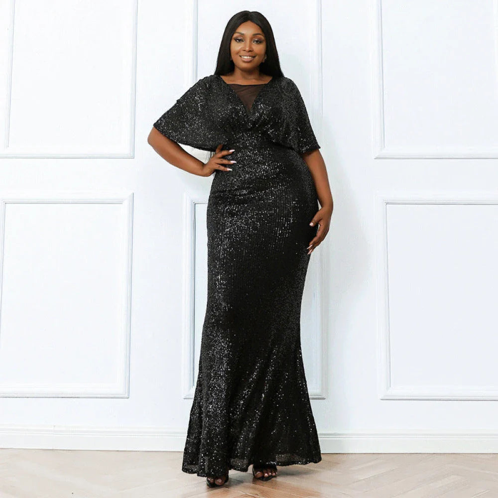 ALISON Formal Dress Stunning Plus Size Black Sequined Evening Dress Lula Bridal