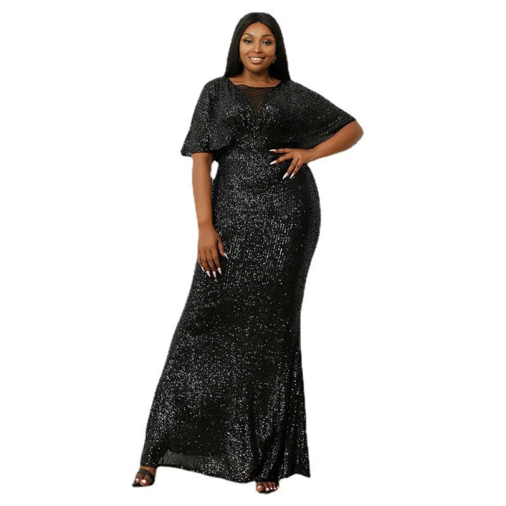 Glamorous black sequin evening dress for prom