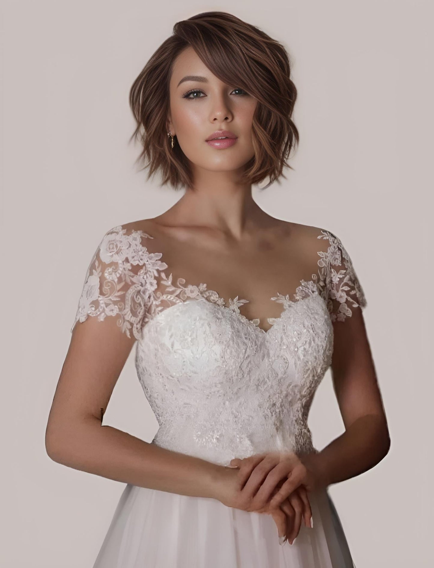 Detail of Appliques Decoration on Anastasia Maternity Wedding Dress