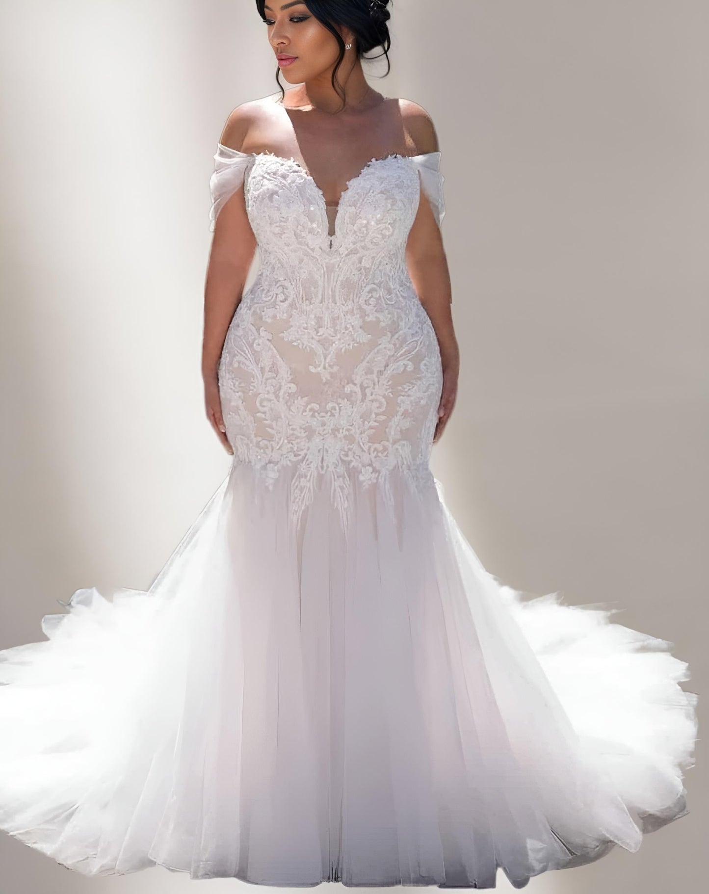 Athena - Sexy Off The Shoulder Lace Mermaid Wedding Dress Boho Bride Gowns Sequined Corset Plus Size