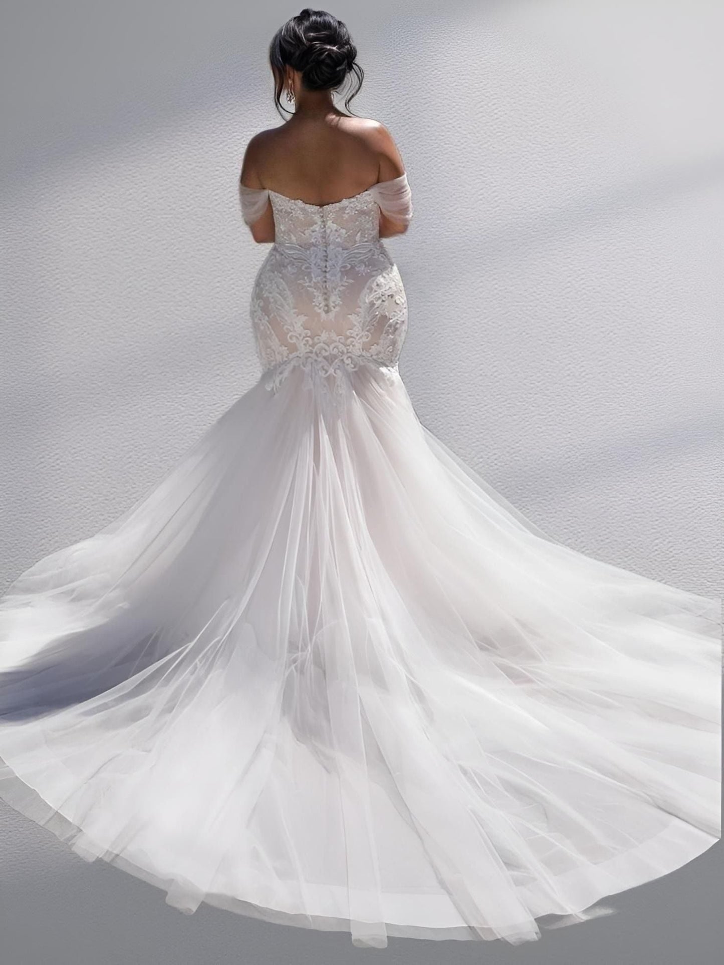Athena - Sexy Off The Shoulder Lace Mermaid Wedding Dress Boho Bride Gowns Sequined Corset Plus Size