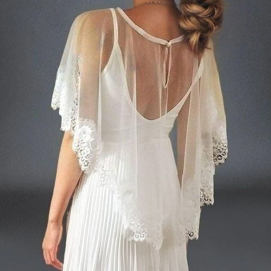 Bridal Cover Up Bolero with Lace Trim - Jacket