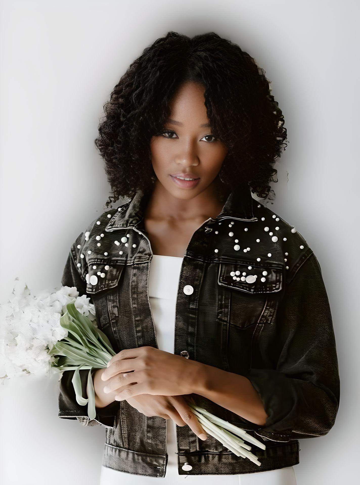 Bridal Denim Pearl Jacket with Custom Name