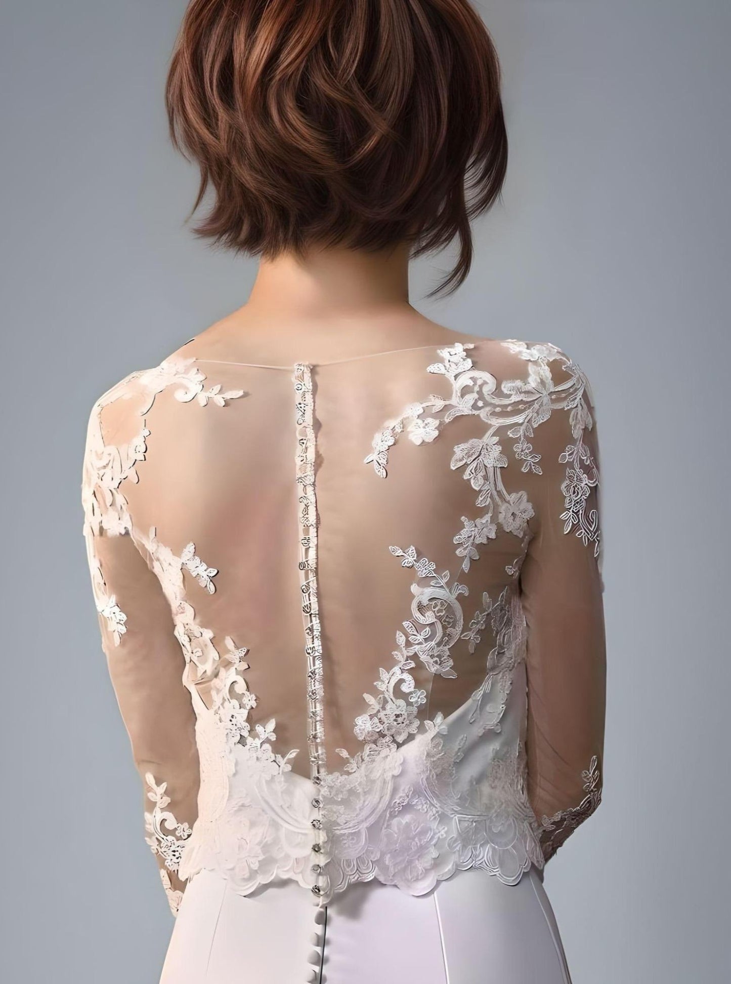 Veste de mariée en dentelle à manches 3/4