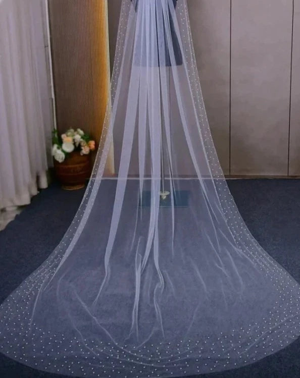 Bridal Veil with Pearl Edge - Wedding Bridal Veil