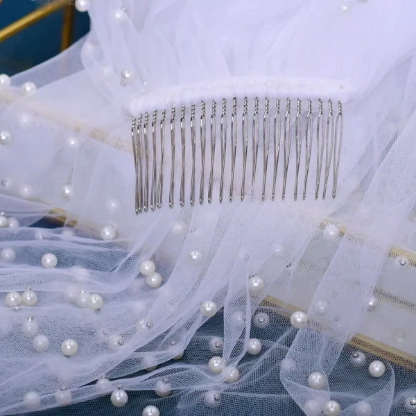 Bridal Veil with Pearl Edge - Wedding Bridal Veil