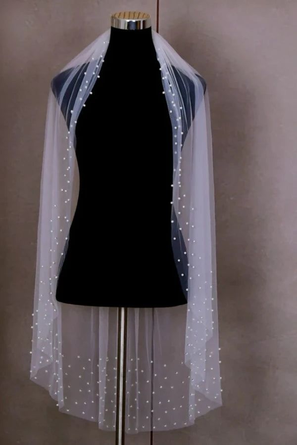 Bridal Veil with Pearl Edge (100cm-300cm)