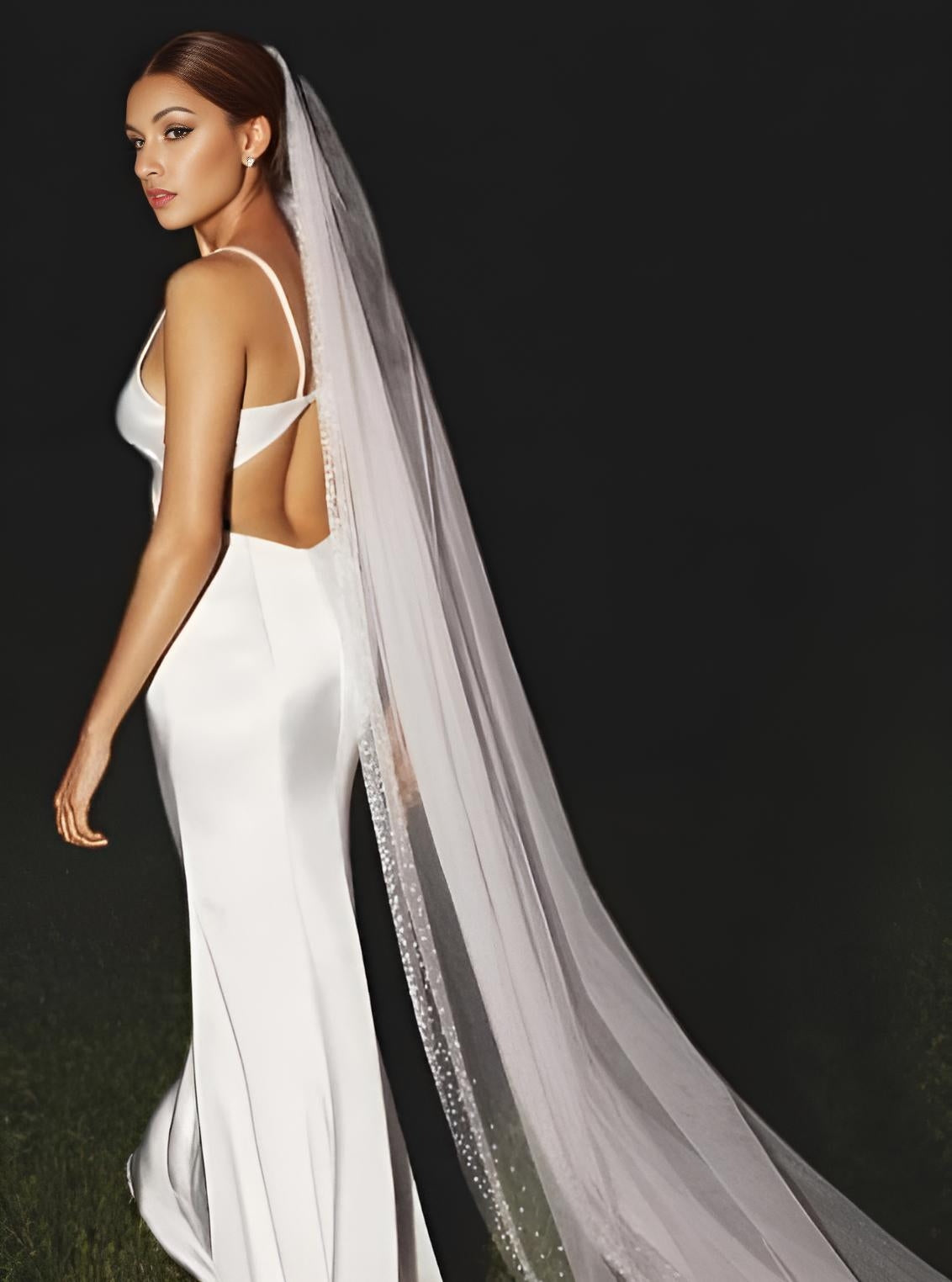 Bridal Veil with Pearl Edge (100cm-300cm)