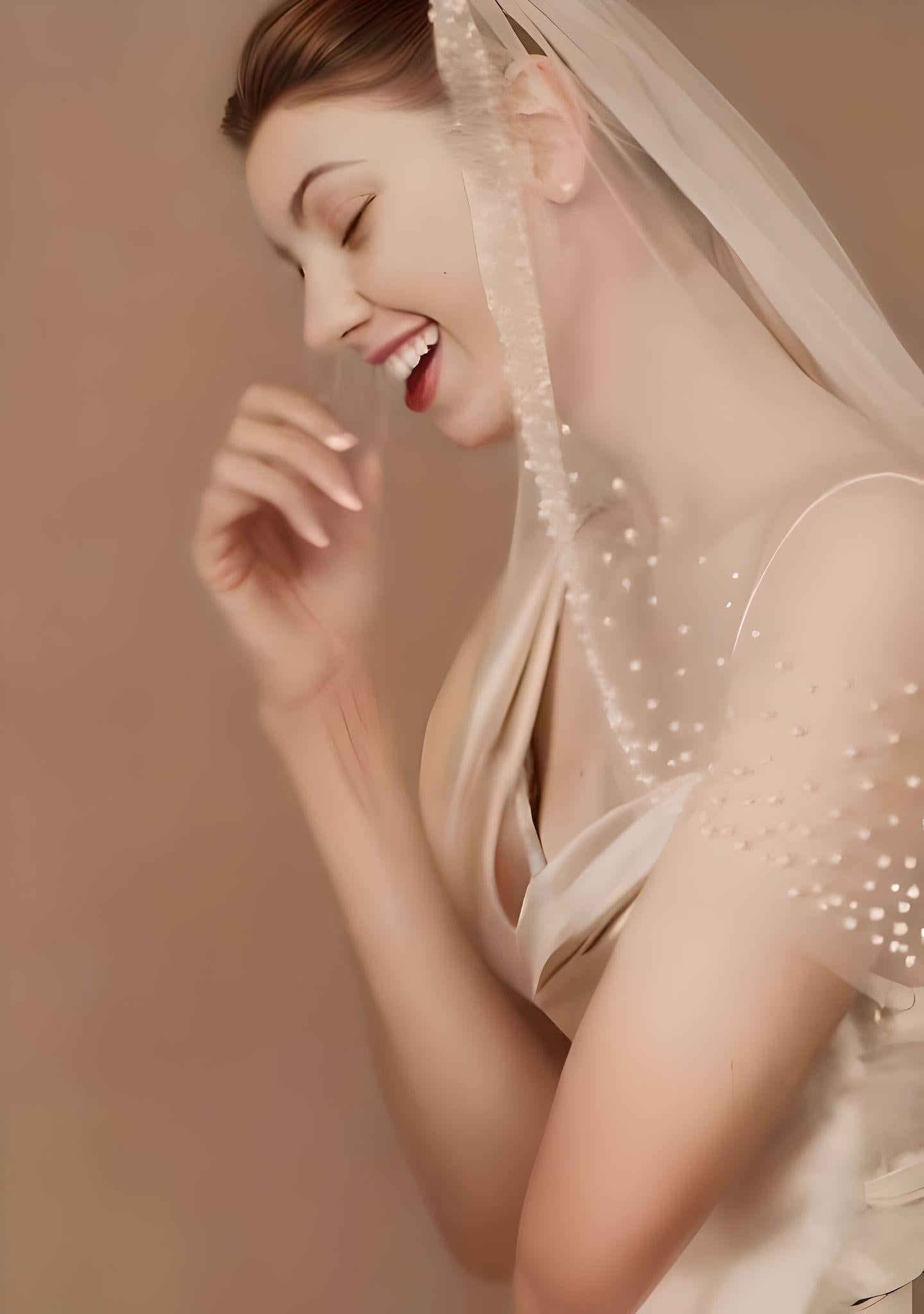 Bridal Veil with Pearl Edge (100cm-300cm)