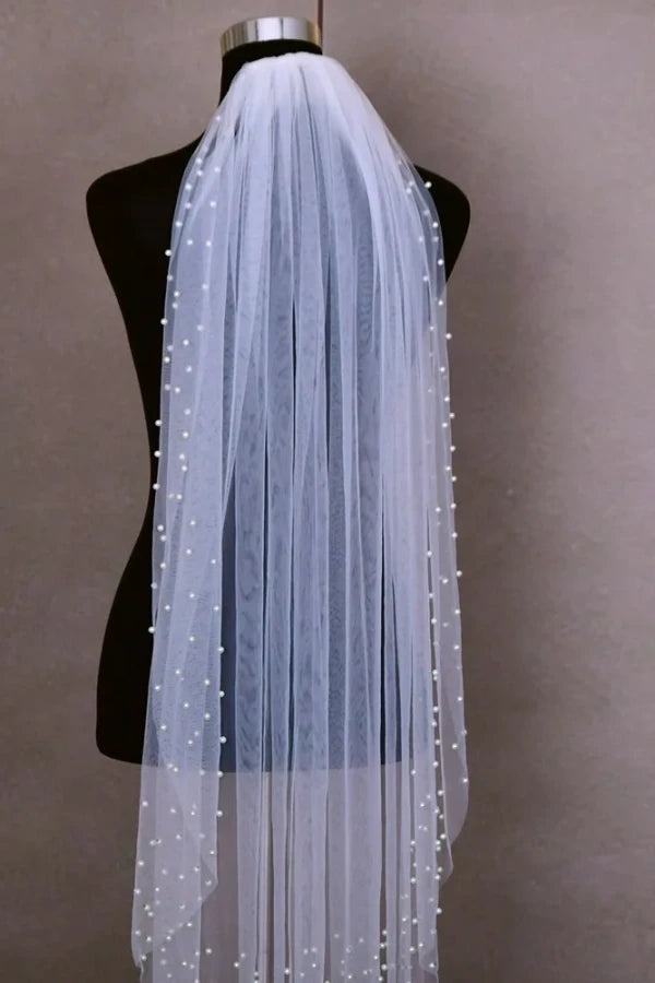 Bridal Veil with Pearl Edge - Wedding Bridal Veil