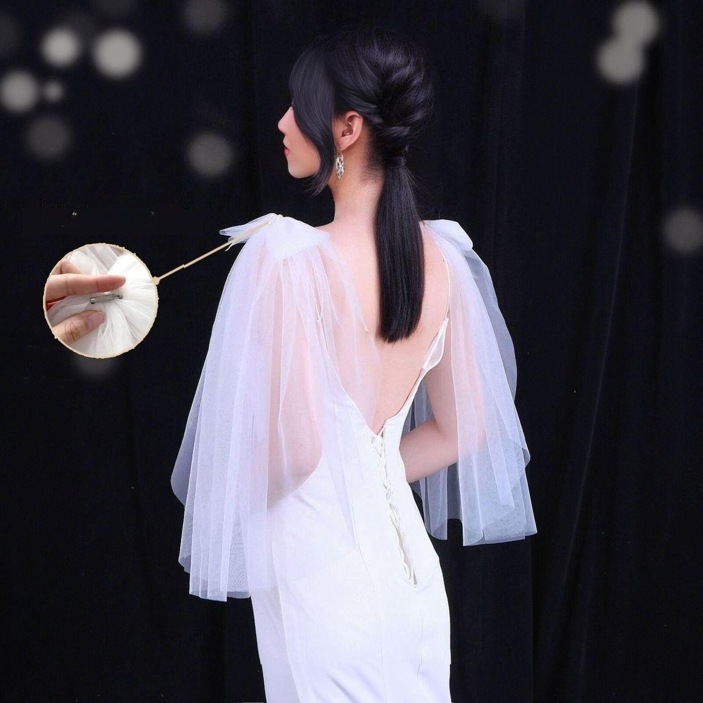 Voile d'ailes de mariée avec nœuds