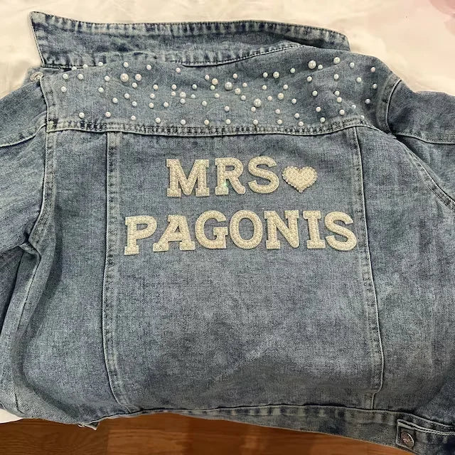 Veste en jean de mariée personnalisée