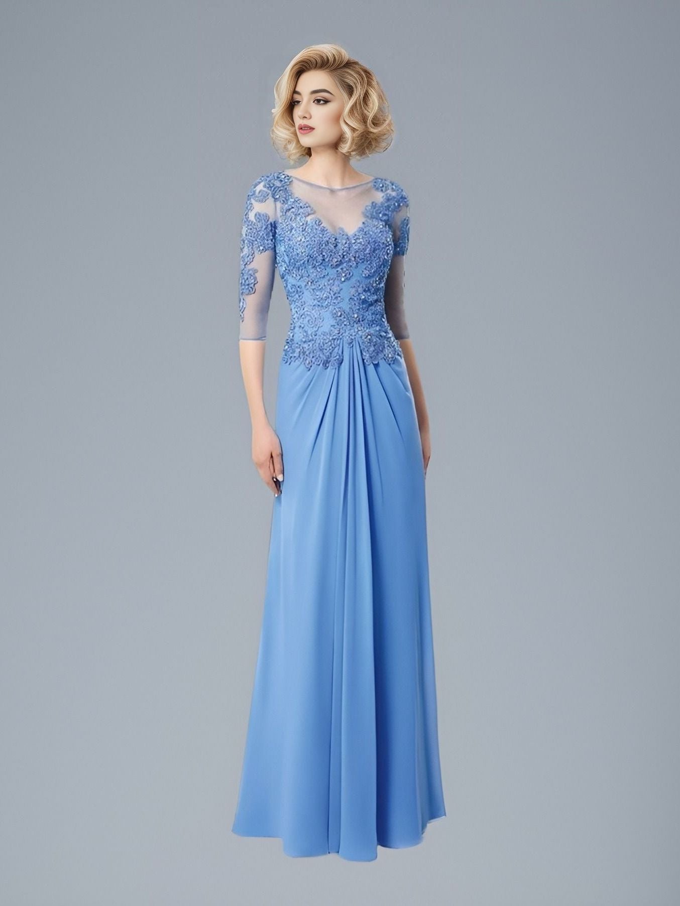 DALLAS Formal Dress | Sky Blue Dress with Beaded Appliqus Lula Bridal DALLAS Formal Dress | Sky Blue Dress with Beaded Appliqus Lula Bridal