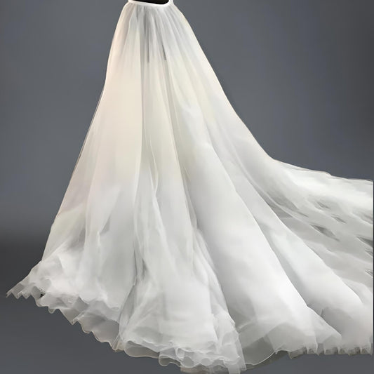 Detachable 5 Layers Tulle Overskirt with Long Train