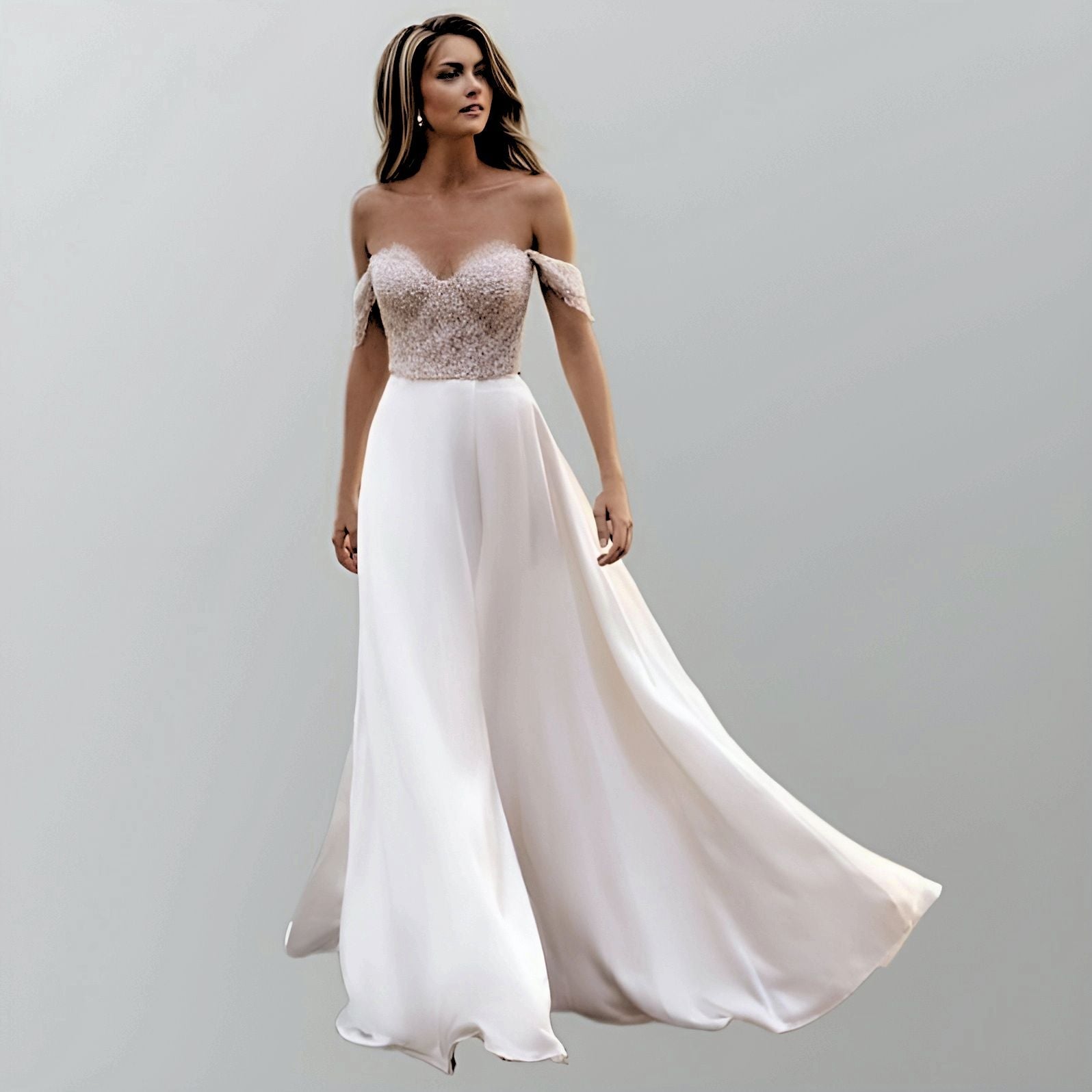 Sydney's Closet SC5255 HAZEL Wedding Dress Shimmer Lace Bridal Ball Gown SC  5255