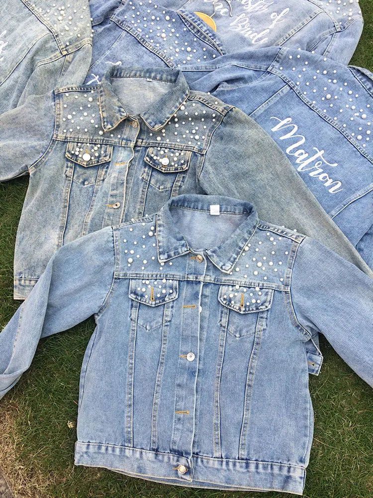 Embroided Denim Jacket for full Bridal Party - Wedding