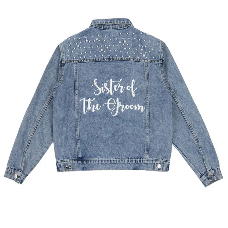 Embroided Denim Jacket for full Bridal Party - Wedding