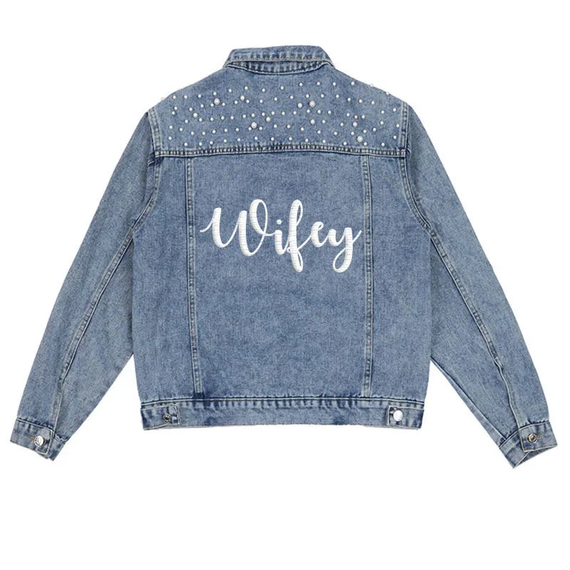 Embroided Denim Jacket for full Bridal Party - Wedding