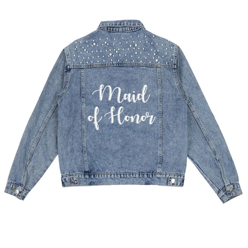 Embroided Denim Jacket for full Bridal Party - Wedding
