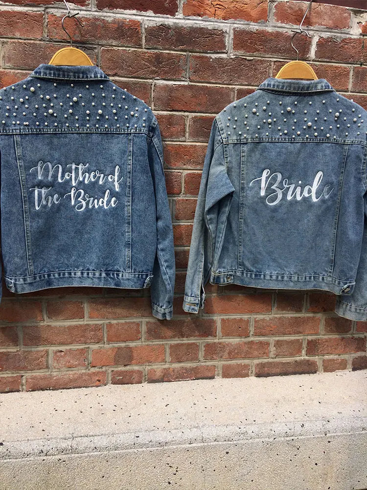 Embroided Denim Jacket for full Bridal Party - Wedding