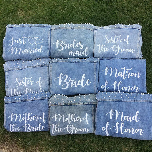 Embroided Denim Jacket for full Bridal Party - Wedding