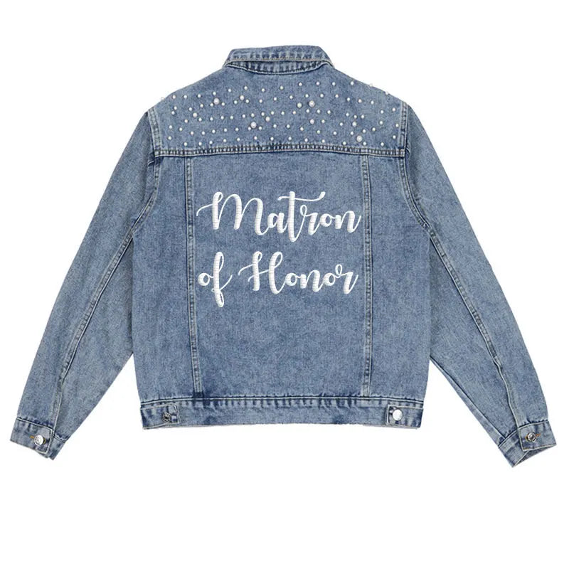 Embroided Denim Jacket for full Bridal Party - Wedding