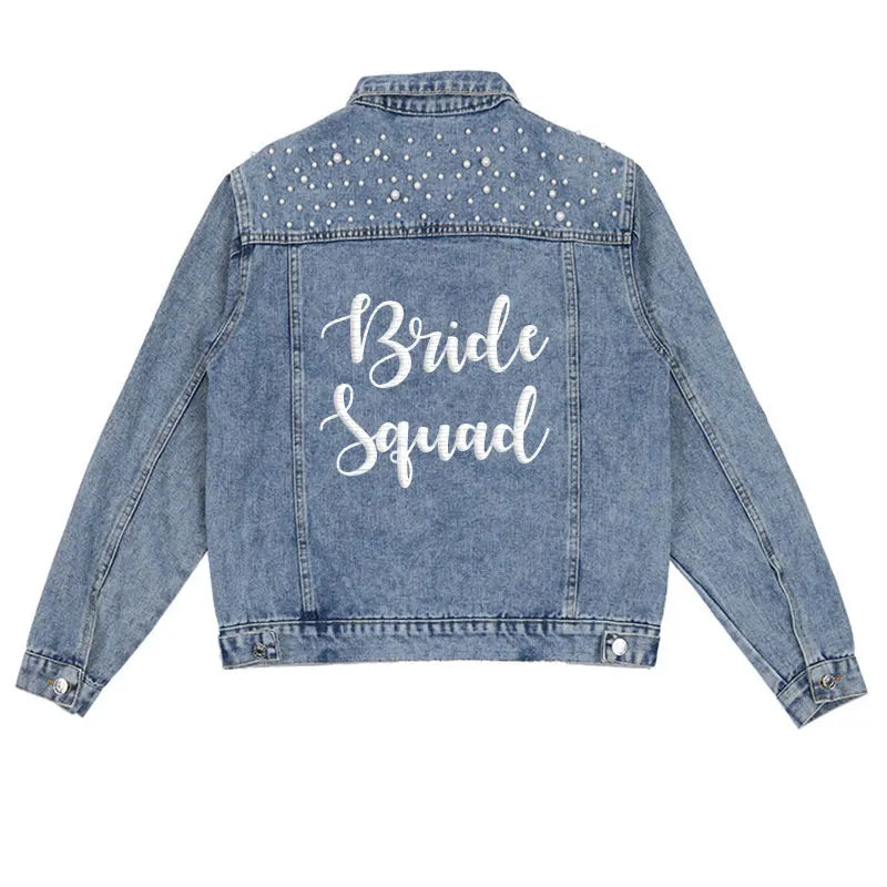 Embroided Denim Jacket for full Bridal Party - Wedding