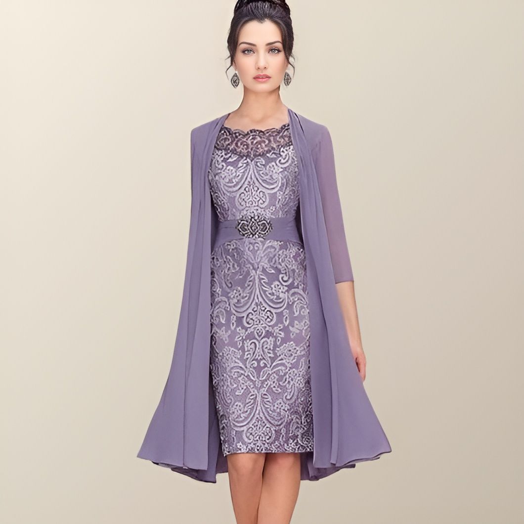 FIALA Formal Dress | Appliqued Dress with Chiffon Jacket Lula Bridal FIALA Formal Dress | Appliqued Dress with Chiffon Jacket Lula Bridal