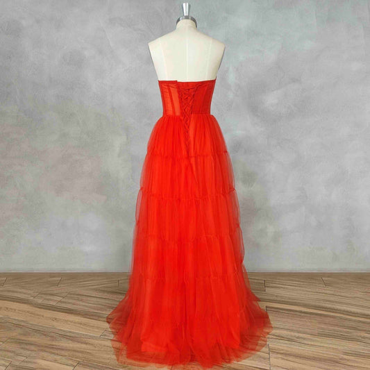 Back view of FARRAH Formal Dress showcasing lace-up closure