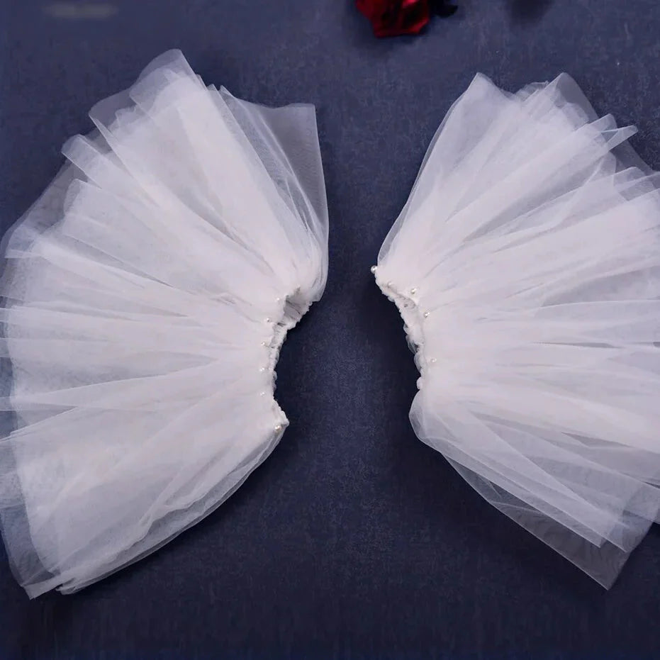 Close-up of bridal detachable sleeves