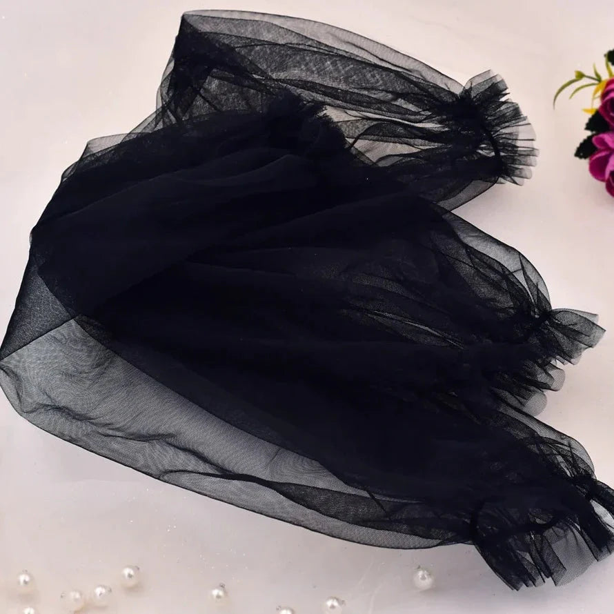 Detachable black bridal sleeves for a wedding dress