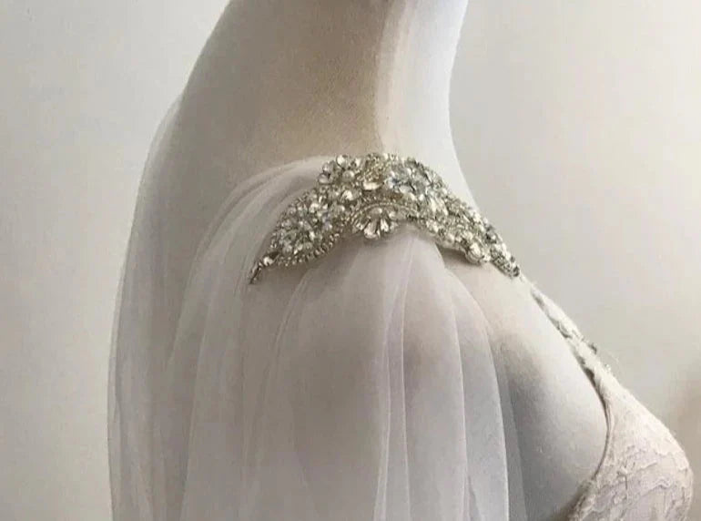 Rhinestone Appliques Shoulder Cape Veil