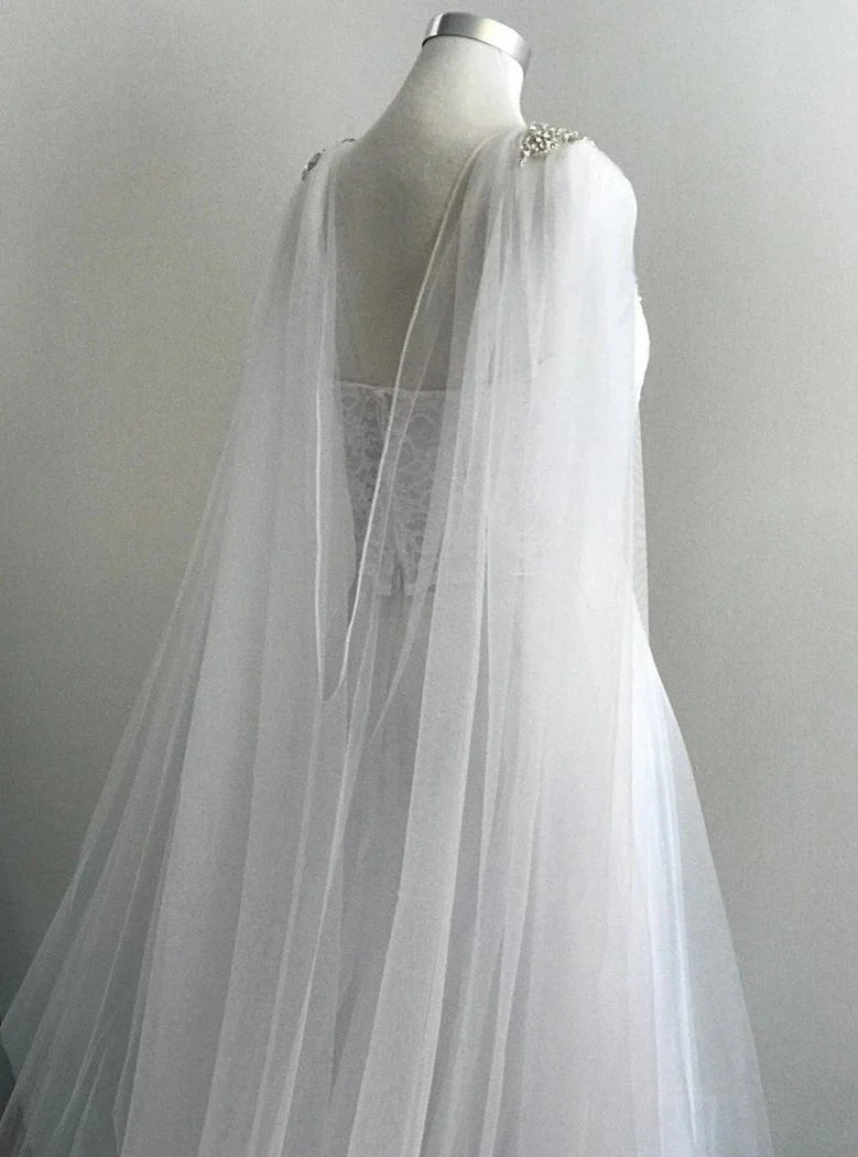 Rhinestone Appliques Shoulder Cape Veil