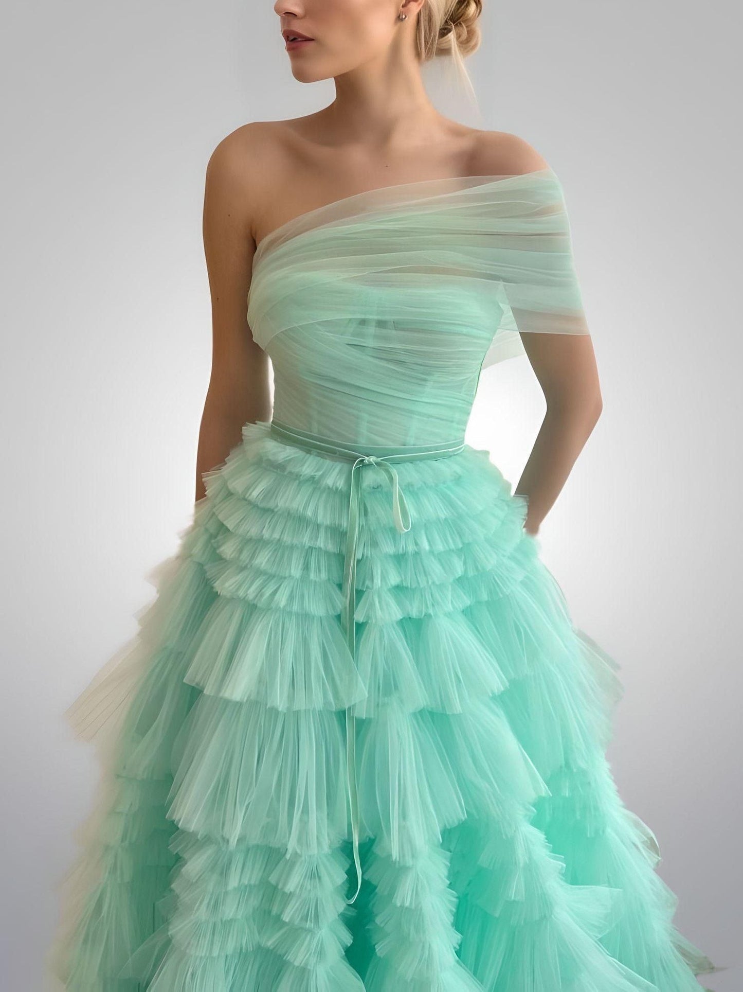 Detailed view of the Scarlett dress's neckline and fabric texture.