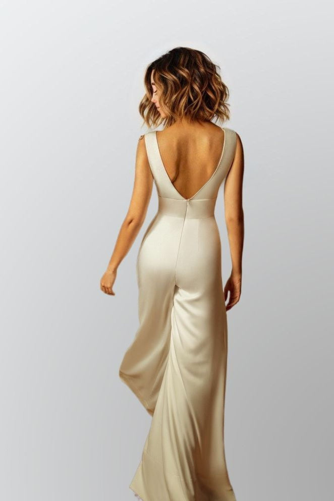 Back view of LUNA Wedding Jumpsuit with sleek modern design