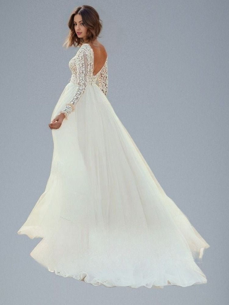 Back view of MATILDA backless boho wedding gown