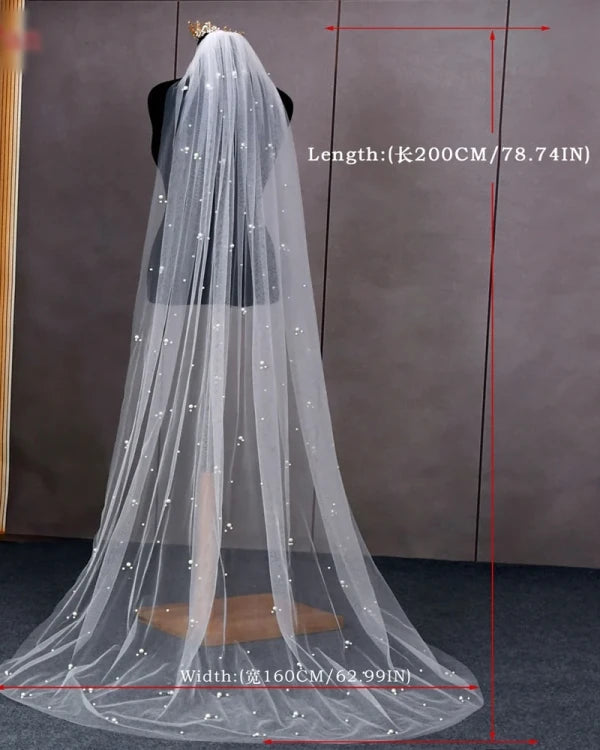 Milky Way Bridal Pearl Veil - Wedding Bridal Veil
