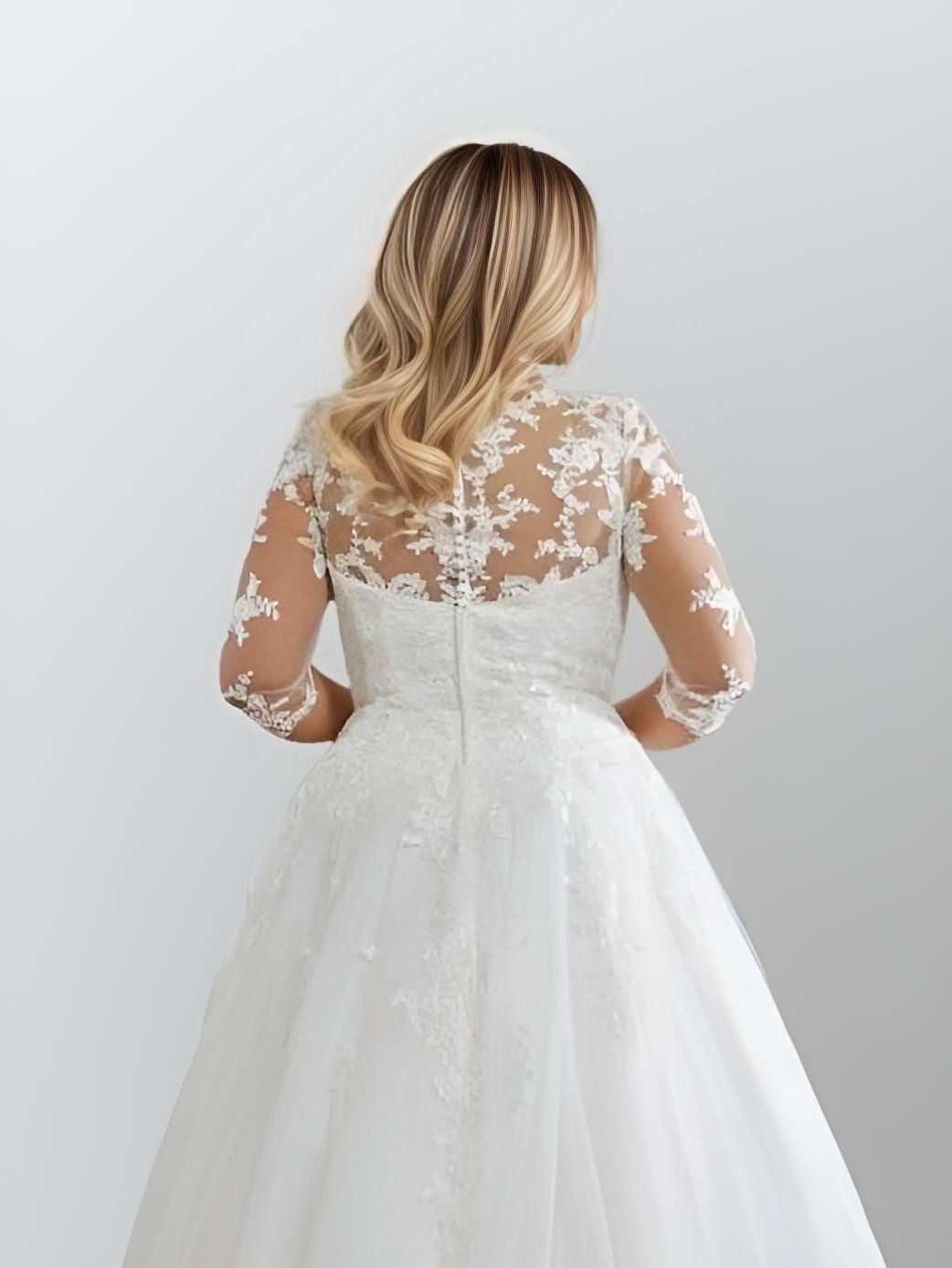 Back view detail of MORGAN Wedding Dress showcasing tulle and lace details