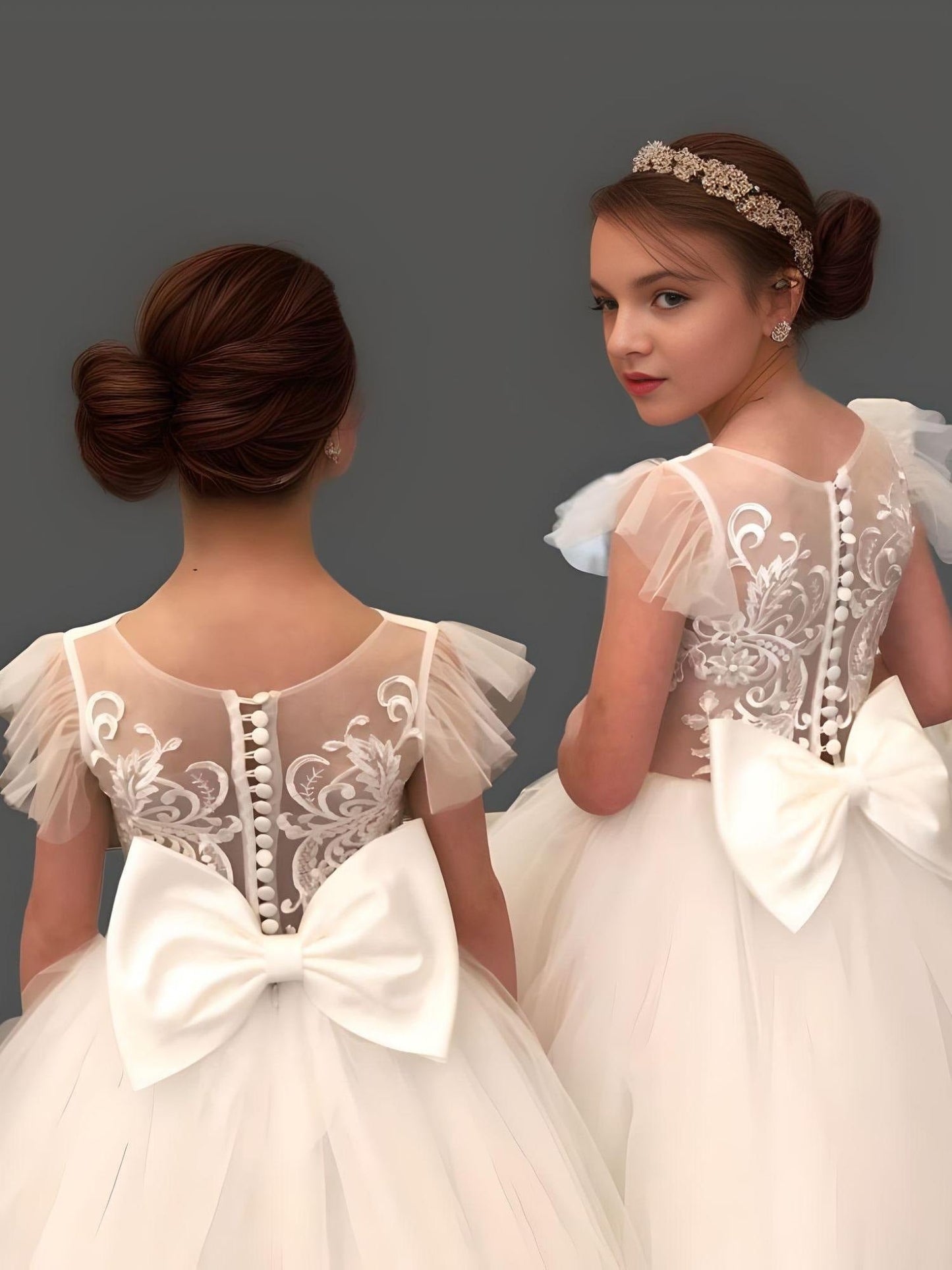 Back view of flower Girl Dress with bow