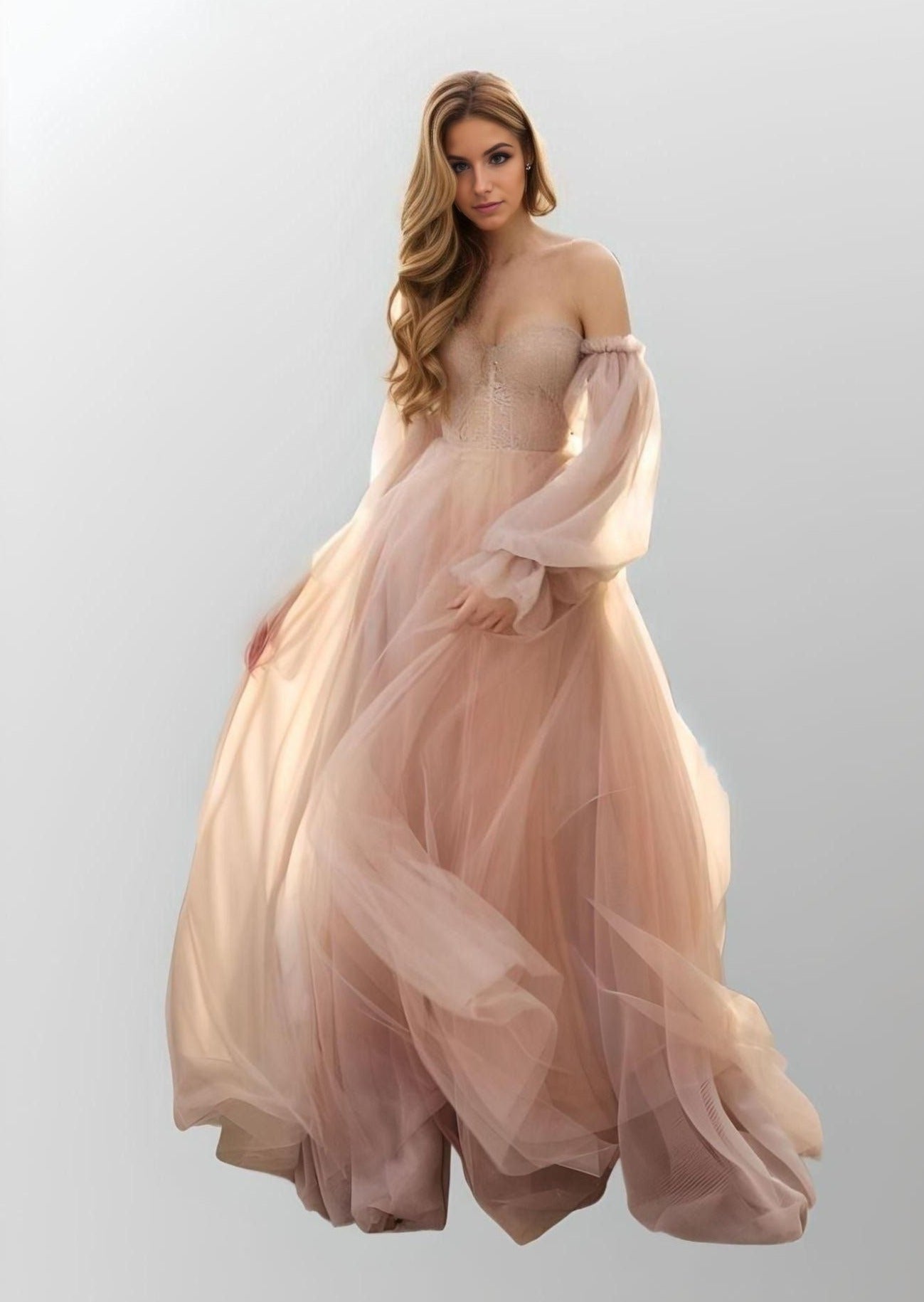 Front view of woman in OLIVIA dress highlighting skirt movement