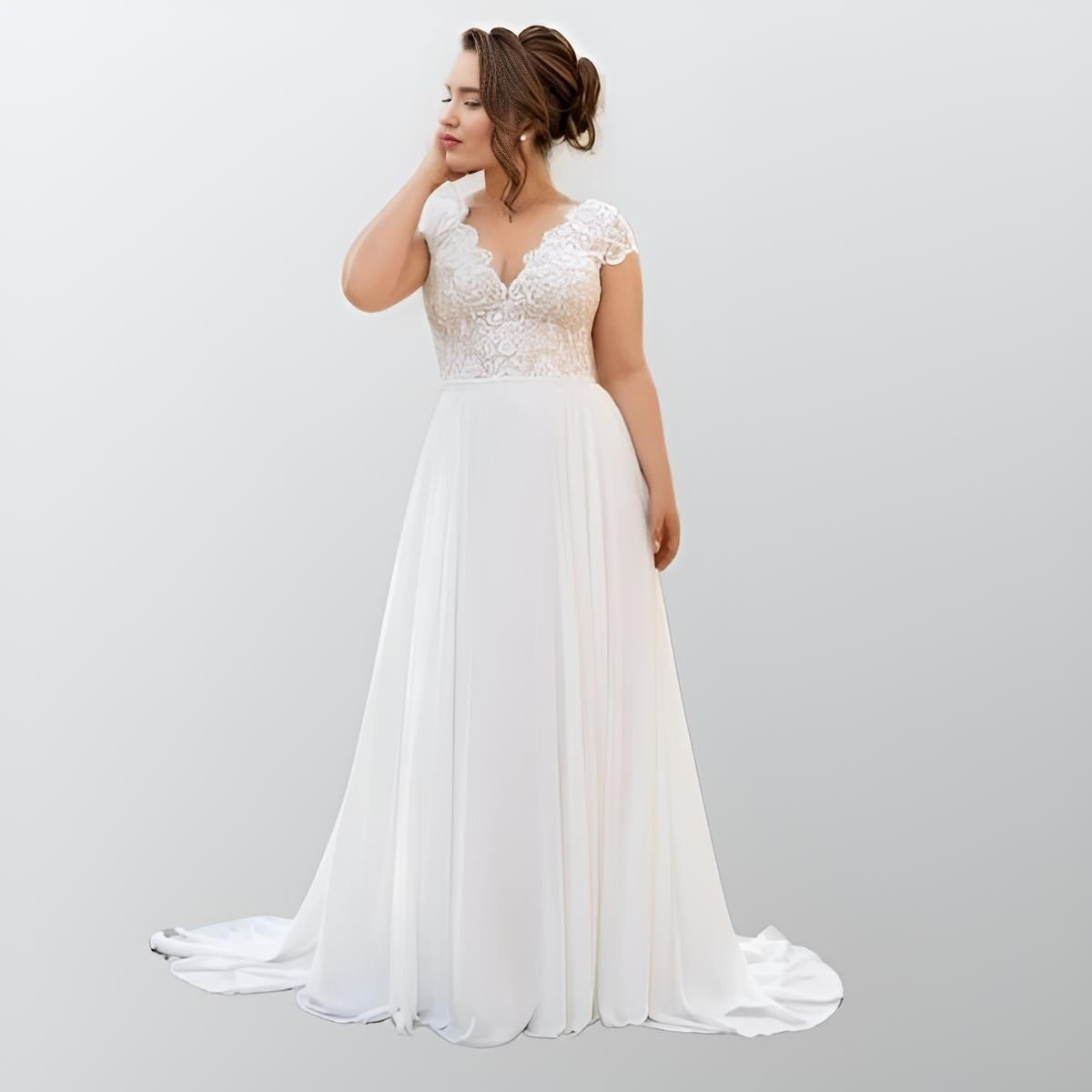  Chady Ivory Plus Size Mermaid Wedding Dress for Bride