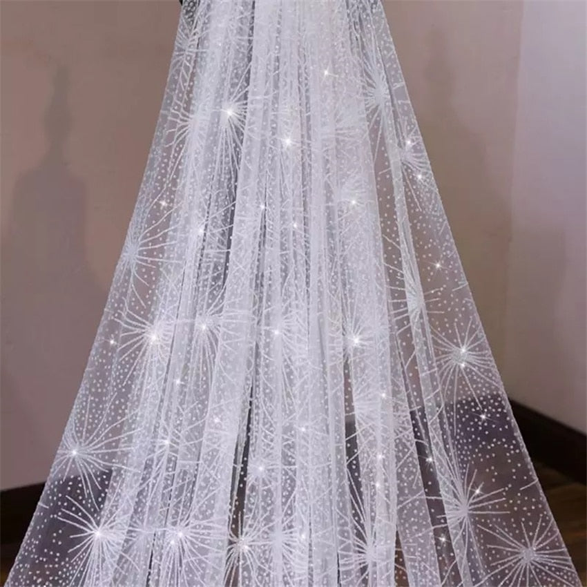 Voile de mariée cathédrale avec motif scintillant