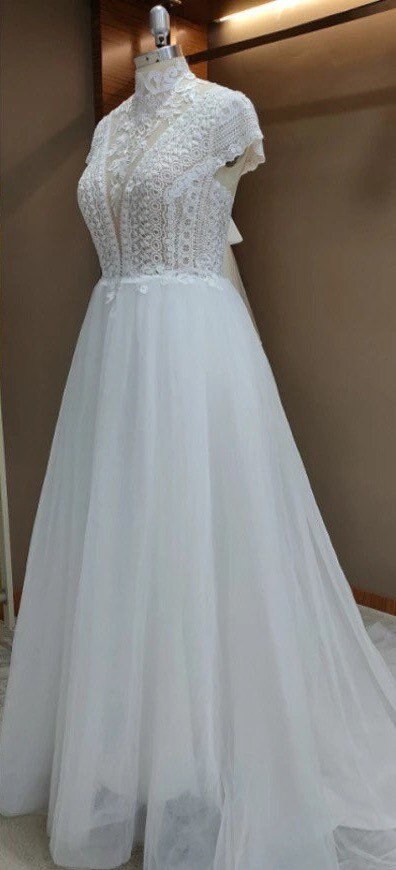 Full-length view of NOVA Wedding Dress on figurine