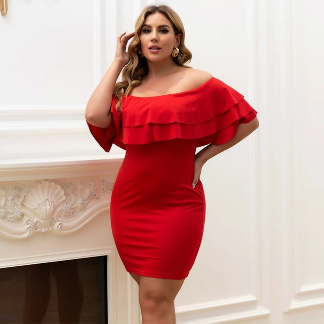 MACIE PLUS Formal Couture Dress - Red - Same as photo /
