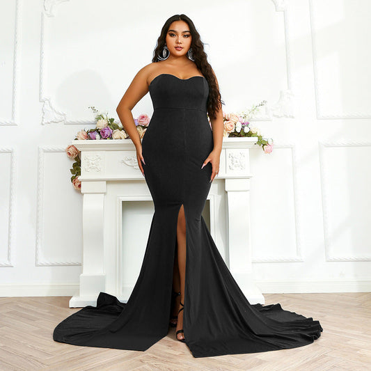 DAYNA PLUS Formal Couture Dress - Black / 8 - Plus Size