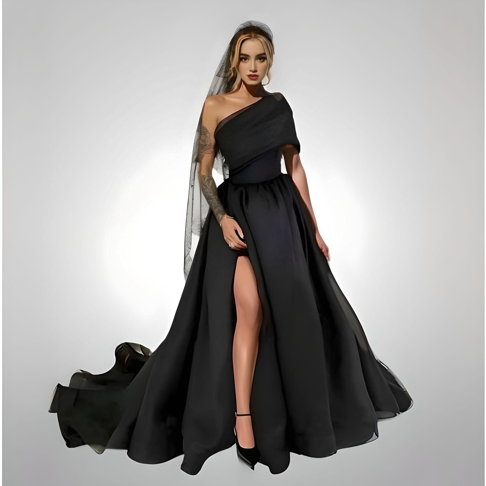 ALICE Dress | Enchanting Black Wedding Dress with Slit Lula Bridal ALICE Dress | Enchanting Black Wedding Dress with Slit Lula Bridal