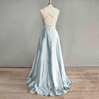 ALINA Formal Dress | Sexy Satin Backless Prom Gown with High Slit Lula Bridal ALINA Formal Dress | Sexy Satin Backless Prom Gown with High Slit Lula Bridal