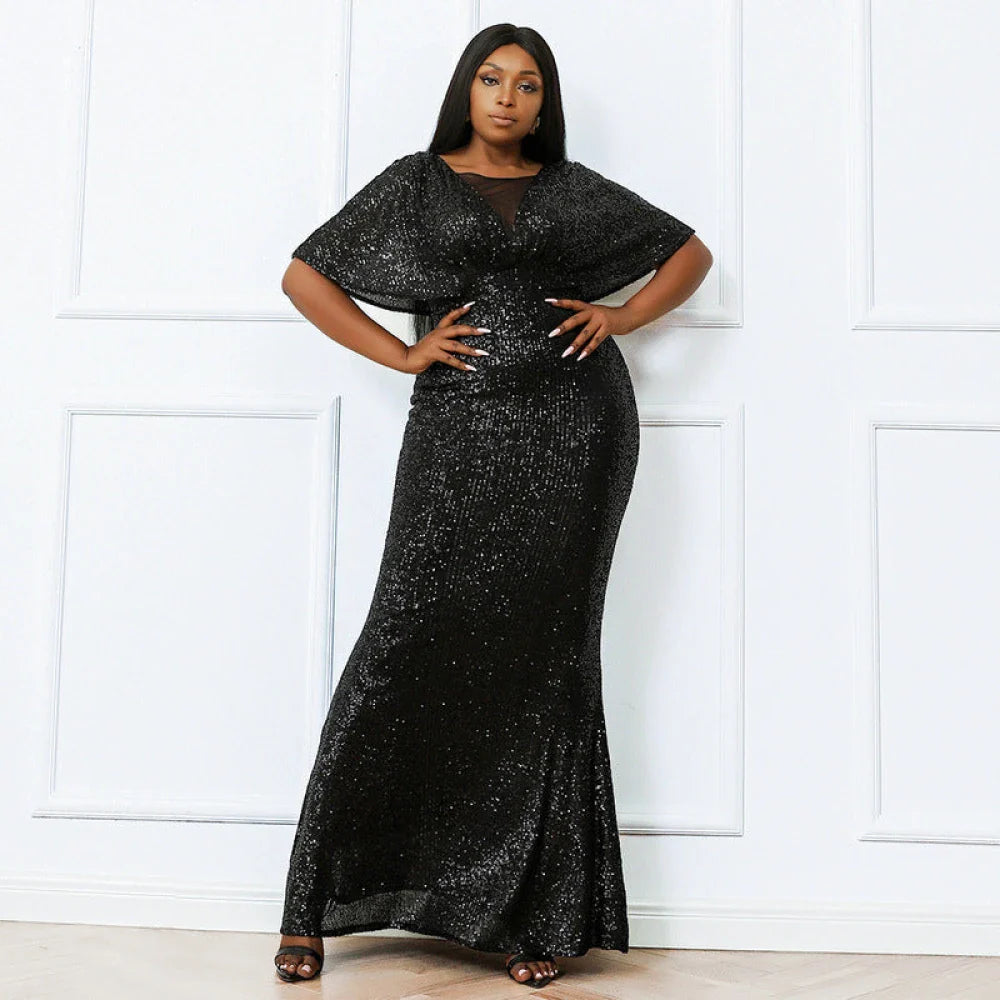 Shimmering black sequined gown for special occasions