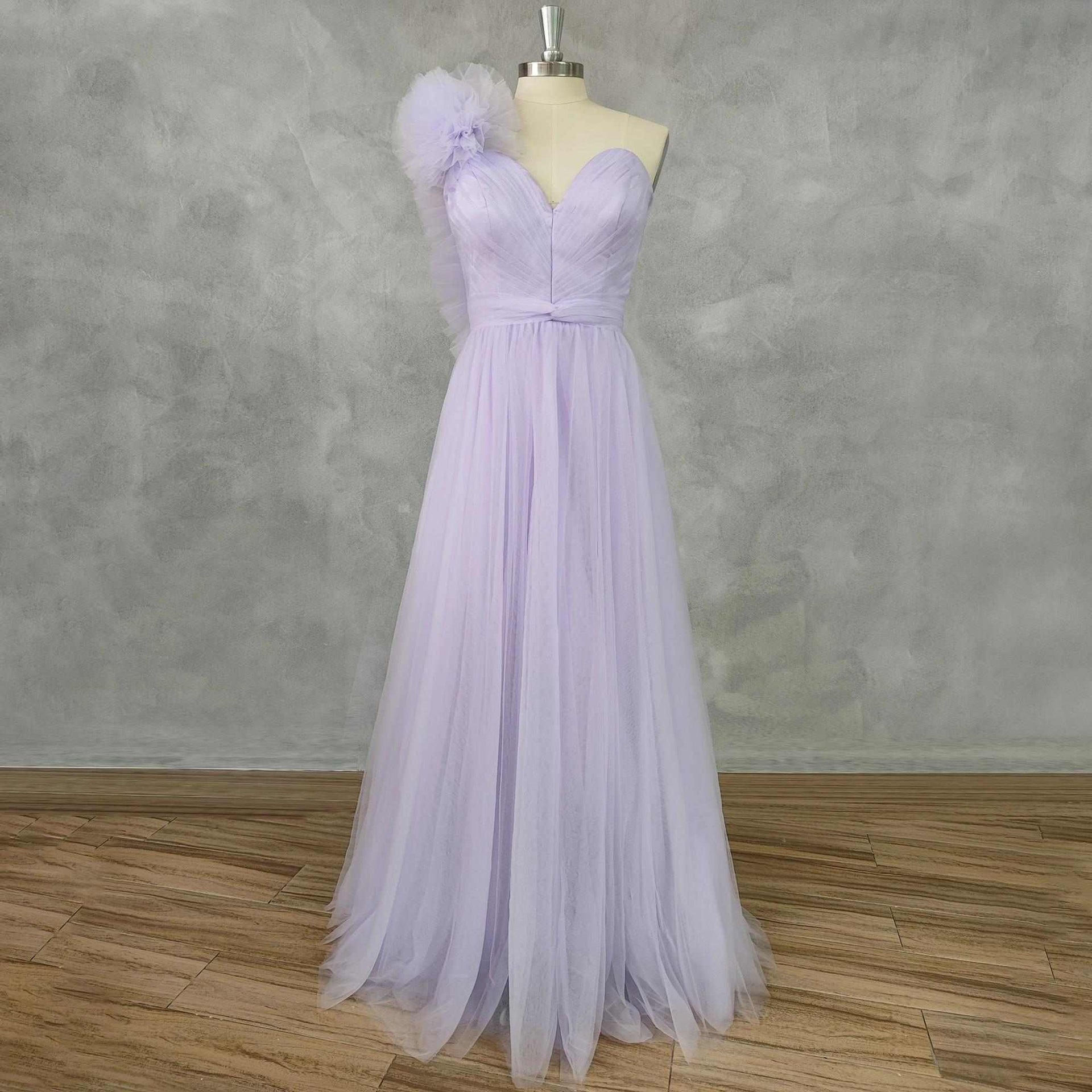 ARIEL Formal Dress | Lilac Pleated One-Shoulder Prom Gown  Lula Bridal